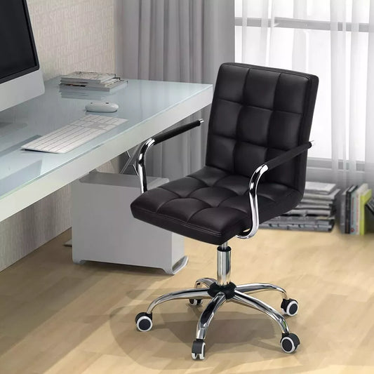 Home Office Chair Faux Leather Computer Desk Chair Adjustable Swivel Chair Arms