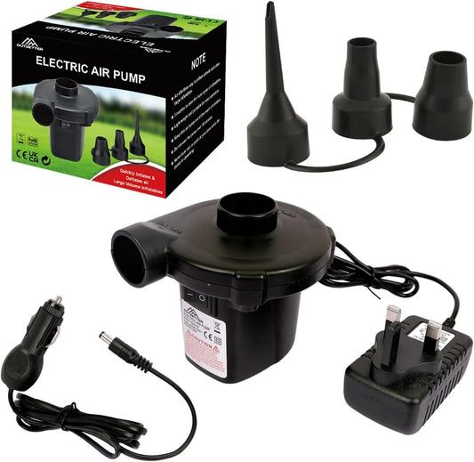 AC Electric Air Pump Camping Inflatables Airbed Mattress Paddling Pool 3 Nozzles