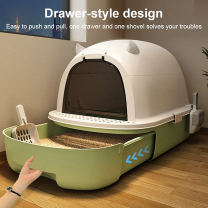 XL Large Cat Litter Box Self Cleaning Pan Drawer Anti-Splashing Cat Potty Tray