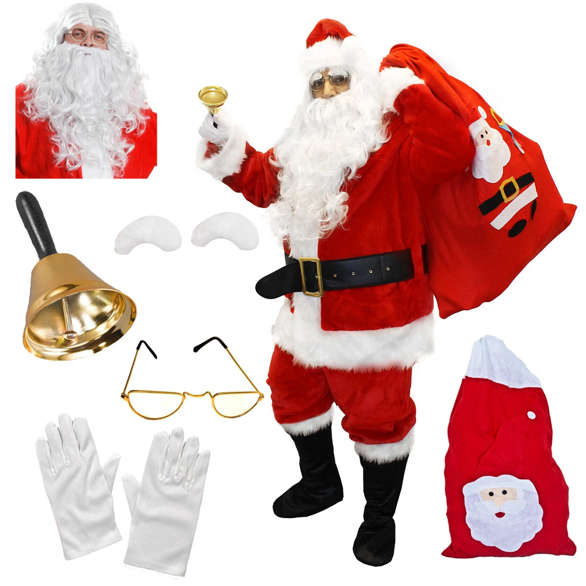 ADULTS SANTA CLAUS COSTUMES DELUXE BUDGET FATHER CHRISTMAS XMAS FANCY DRESS LOT
