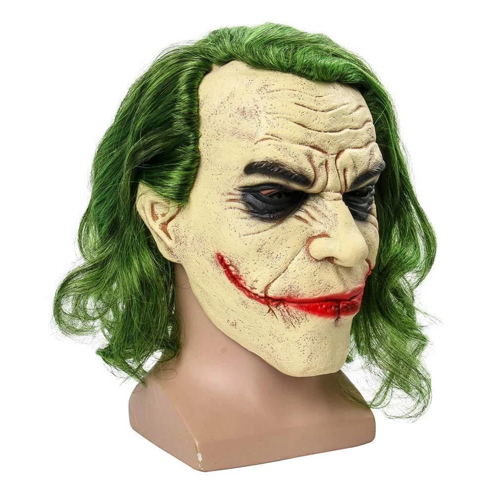 Halloween Costume Props Party Cosplay Scary Joker Full Head Latex Mask with Wig