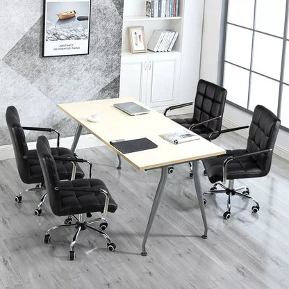 Home Office Chair Faux Leather Computer Desk Chair Adjustable Swivel Chair Arms