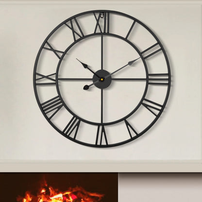 80CM Large Wall Clock 30 Inches Oversized Modern Round Black Metal