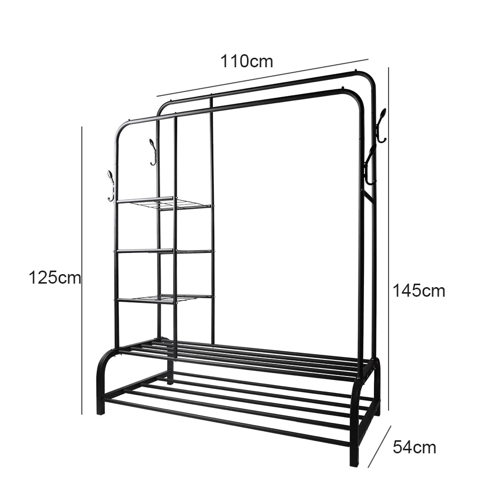 Double Heavy Duty Clothes Rail Hanging Rack Shelf Metal Display Stand Garment UK