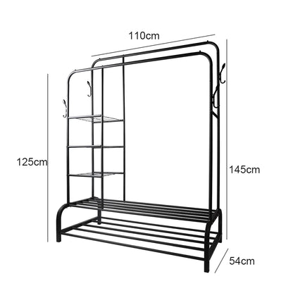 Double Heavy Duty Clothes Rail Hanging Rack Shelf Metal Display Stand Garment UK
