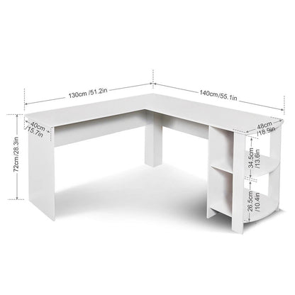 Corner Computer Desk Home Office Study PC Laptop Gaming Desk Workstation White