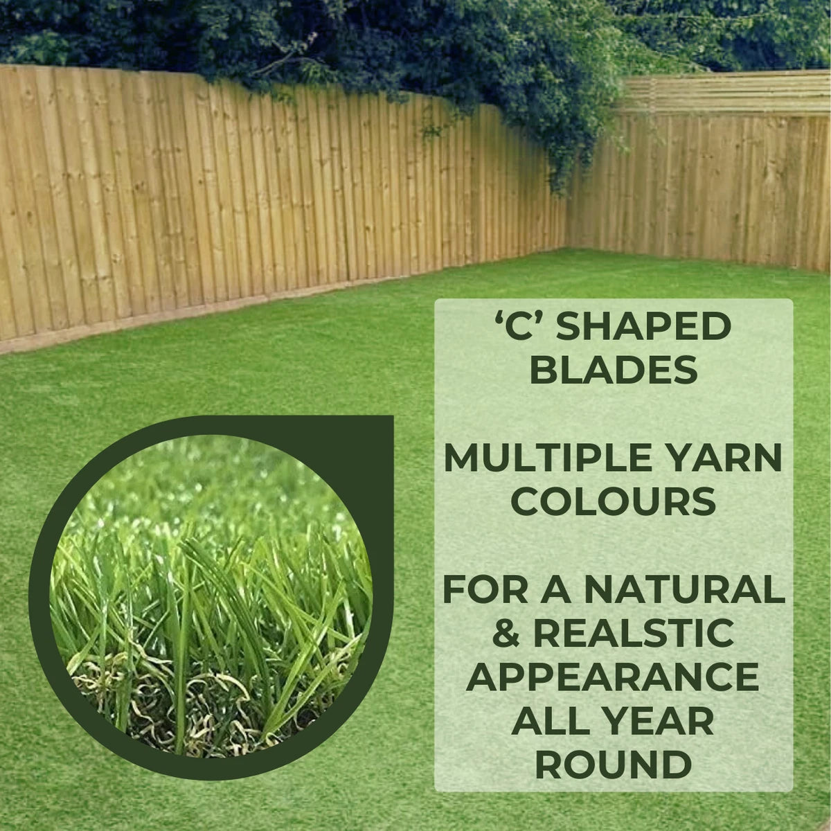 25mm Artificial Grass Natural and Realistic Looking Fake Lawn Astro Turf 25x4m