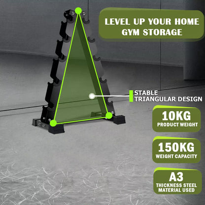 5 Tier Dumbbell Rack Storage black Stand Tree Hex Vertical Weight Wide Home Gym fitnes