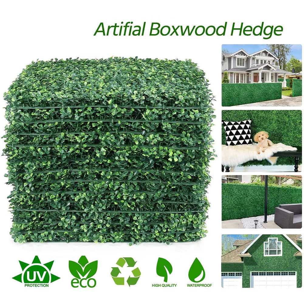 48 x Artificial Boxwood Greenery Wall Hedge Grass Fence Plant Fake Mat Foliage Panel