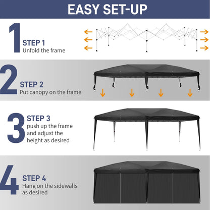 3x6M Pop up blue Gazebo Heavy Duty Large Canopy Tent w/ 6 Sidewalls & Carrying Bag