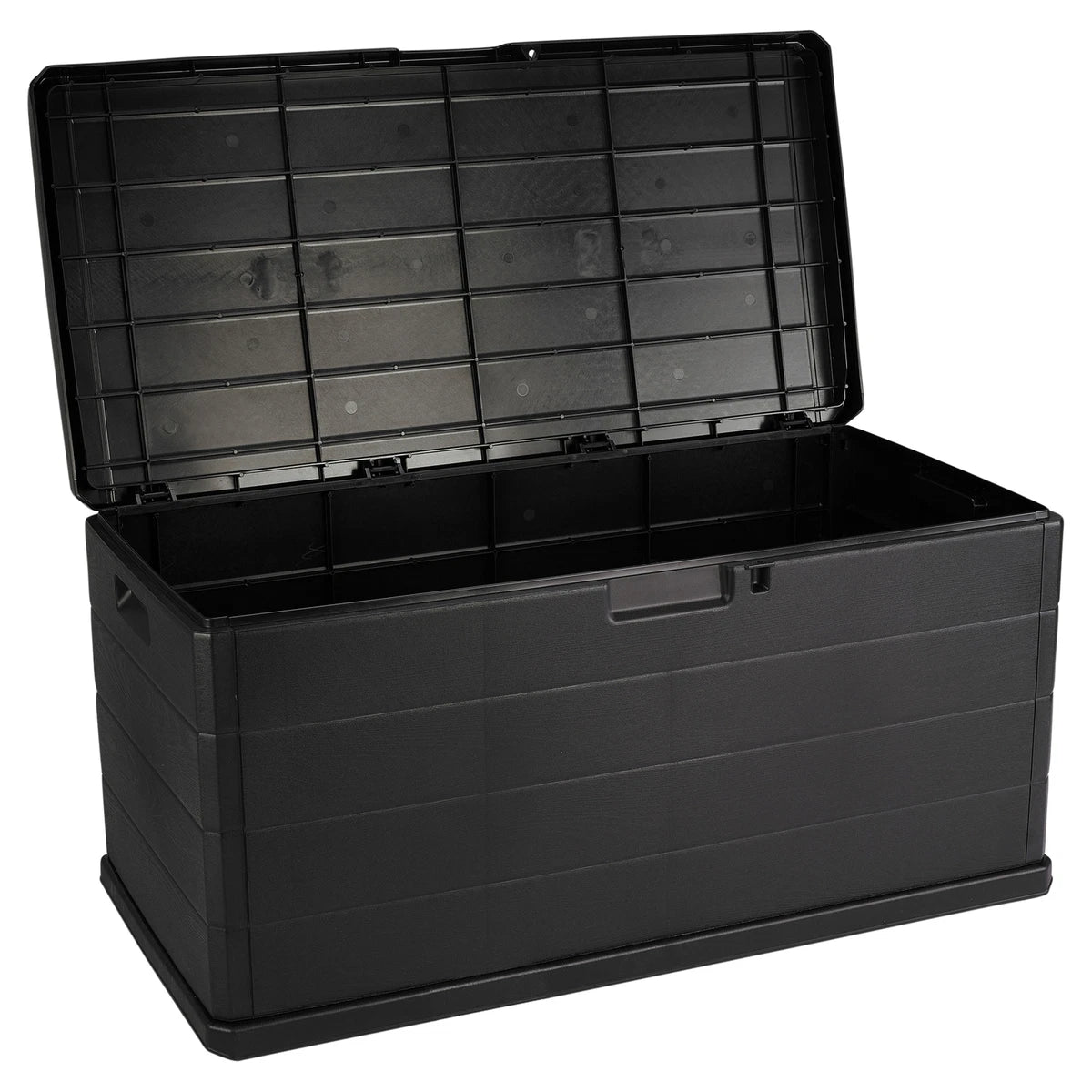 350L Outdoor Patio Black Plastic Garden Storage Box With Handles And Wheels