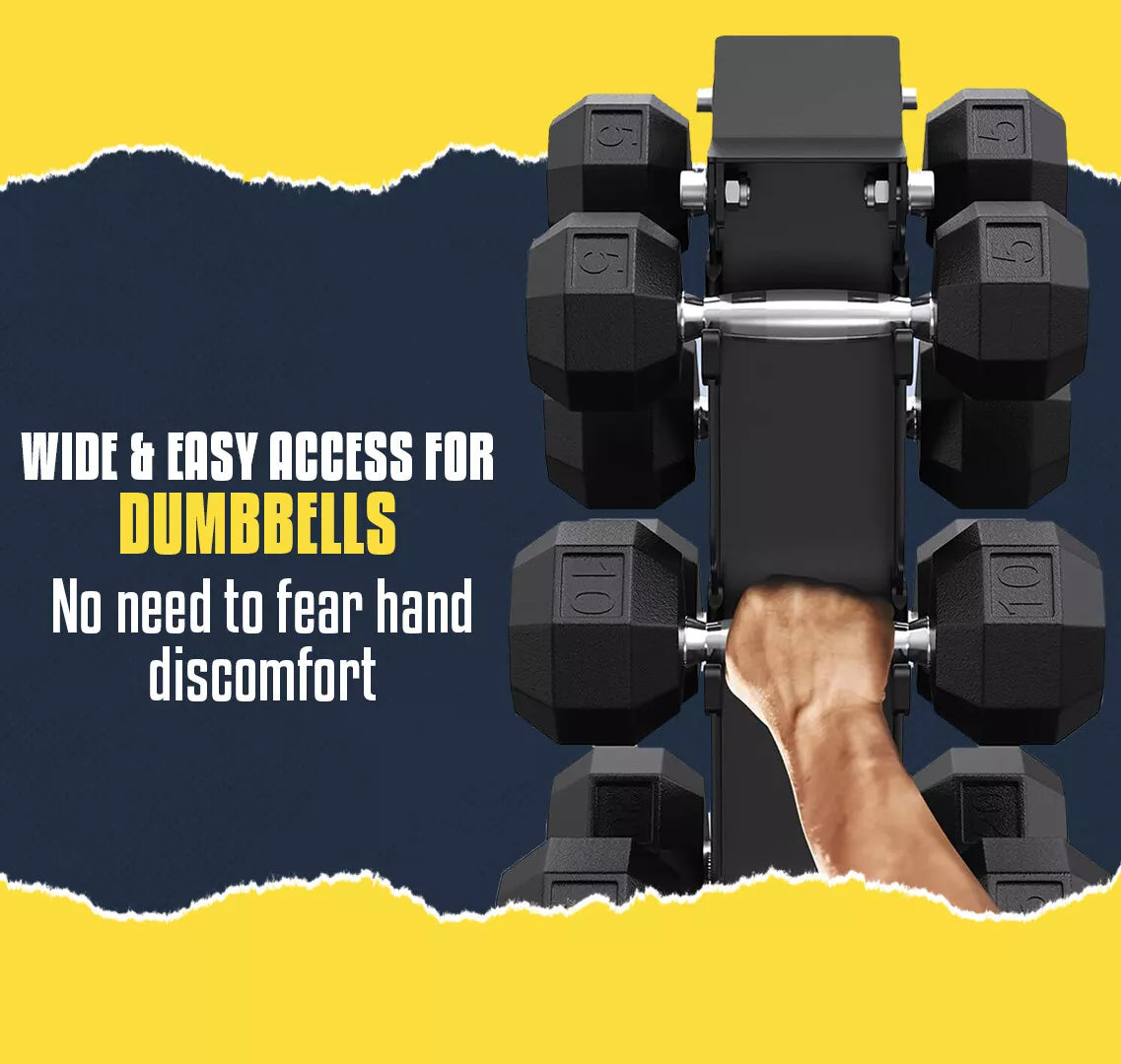 5 Tier Dumbbell Rack Storage black Stand Tree Hex Vertical Weight Wide Home Gym fitnes