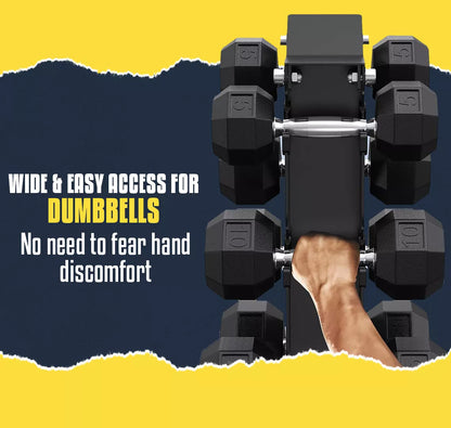 5 Tier Dumbbell Rack Storage black Stand Tree Hex Vertical Weight Wide Home Gym fitnes