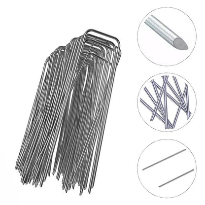 50 Pcs Artificial Grass Fixing Nails U-shaped Weed Galvanized Steel
