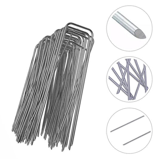 50 Pcs Artificial Grass Fixing Nails U-shaped Weed Galvanized Steel