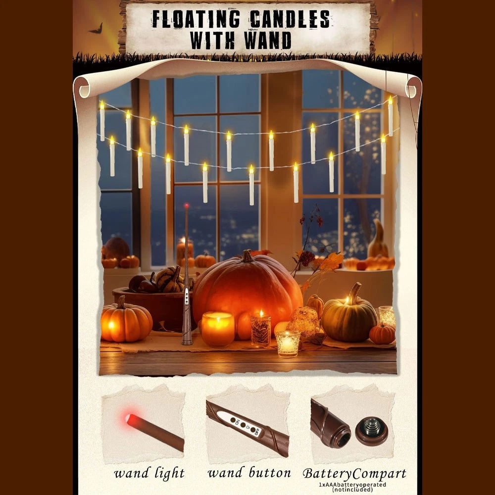 12x Magic Floating Candles Lights with Wand & Remote for Christmas
