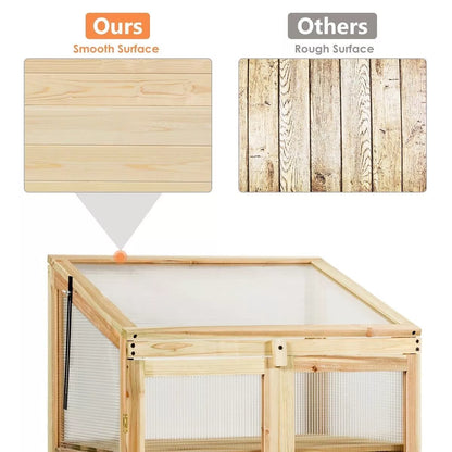 Mini Wooden Cold Frame Greenhouse Outdoor 3-Tier Raised Flower Planter Shelf