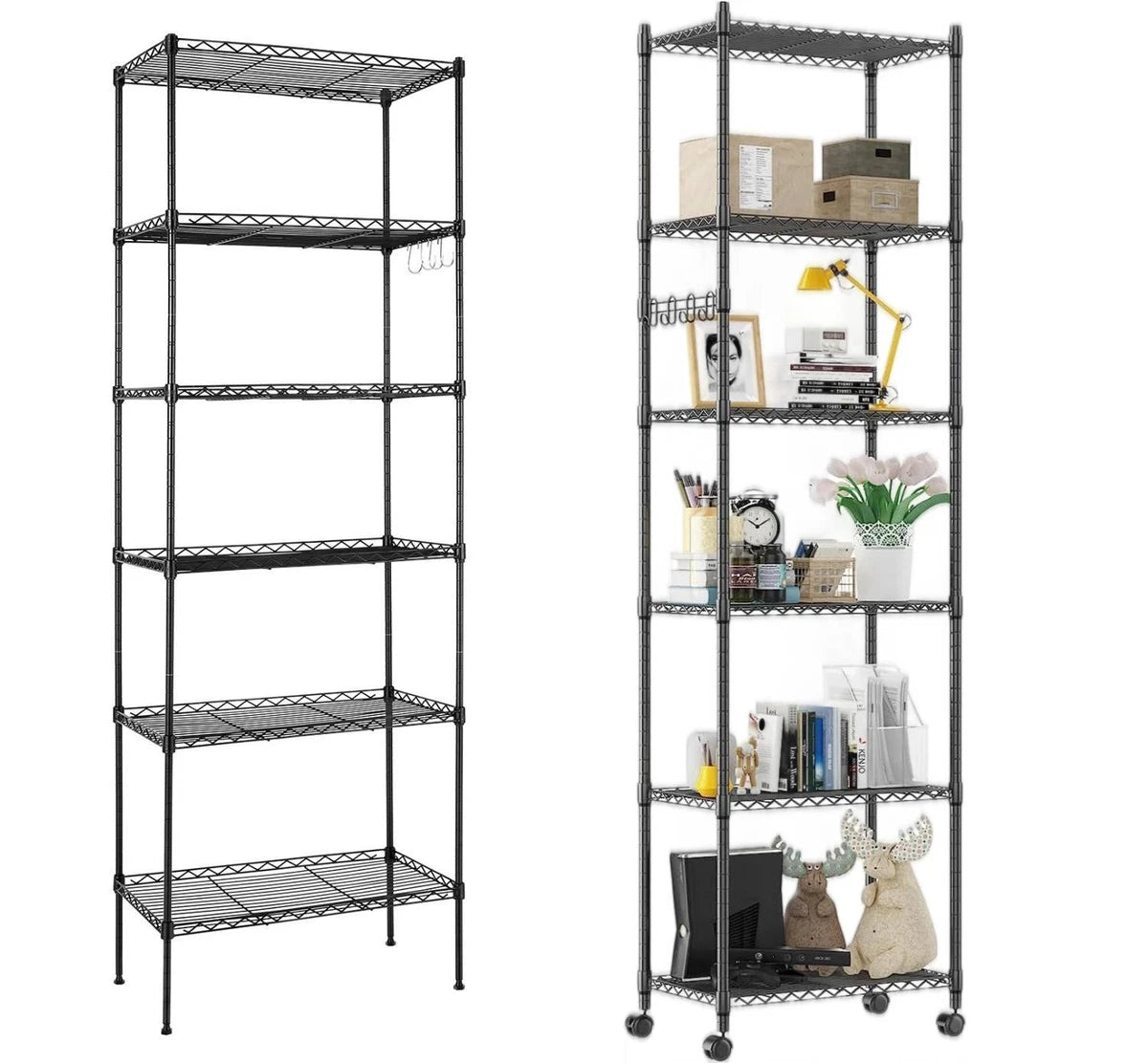 6 Tier Metal Storage Rack Shelving Wire Shelf Kitchen Office Unit Stand