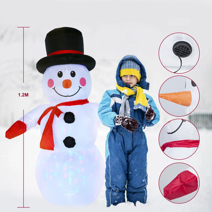 4FT Christmas Inflatable Snowman w/ LED Light Xmas Air Blown Outdoor Yard Decor