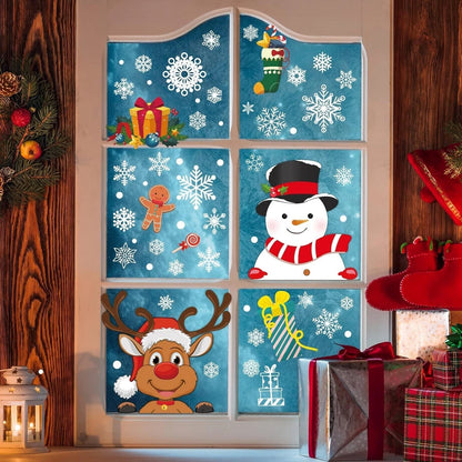 385 Pcs Christmas Window Stickers 10 Sheets Double-Sides Xmas Window Decorations