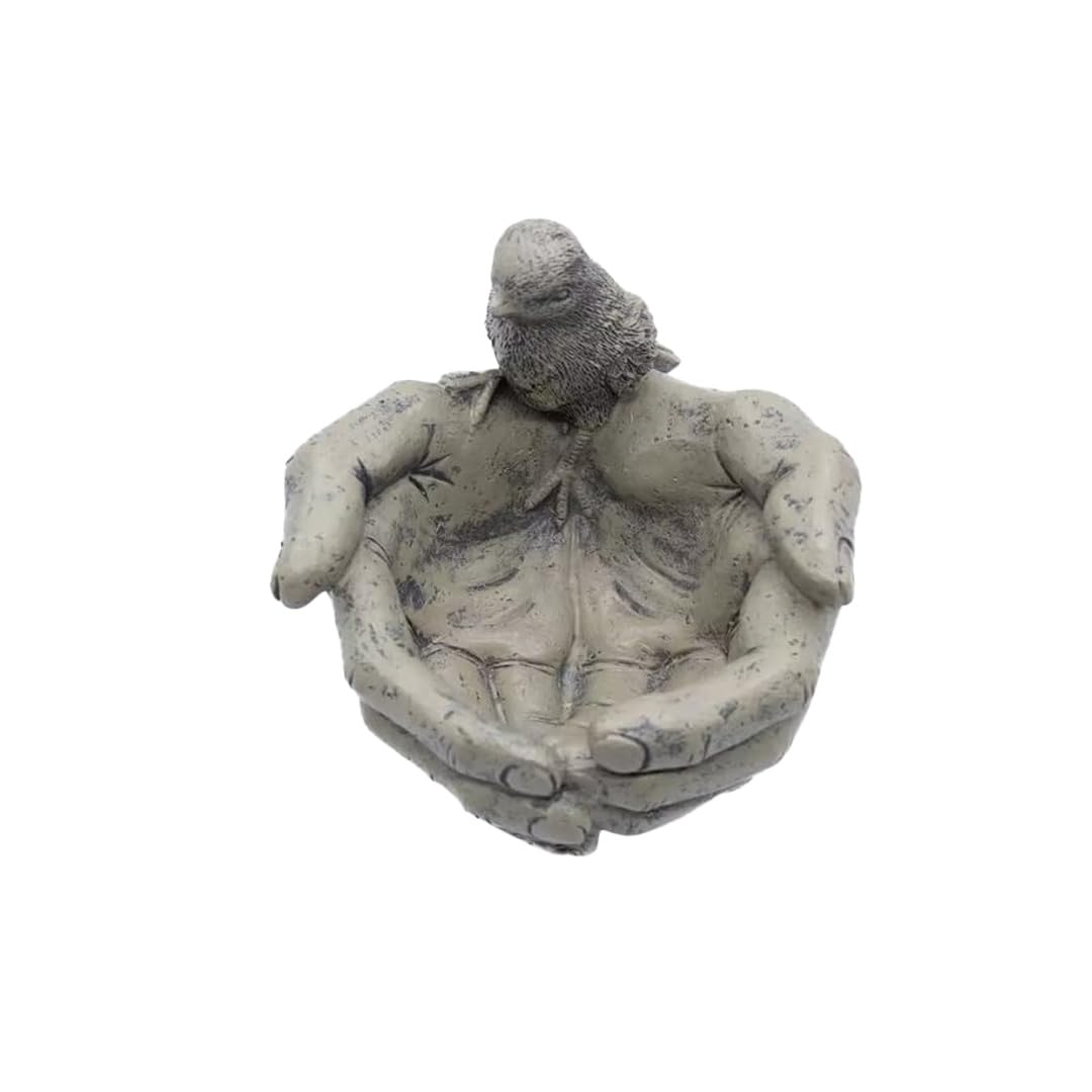 Garden Ornaments Bird on Hands Basin Bath Bird Feeder Decorative birdbath