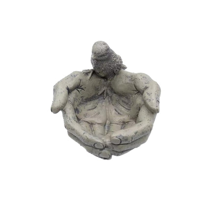 Garden Ornaments Bird on Hands Basin Bath Bird Feeder Decorative birdbath