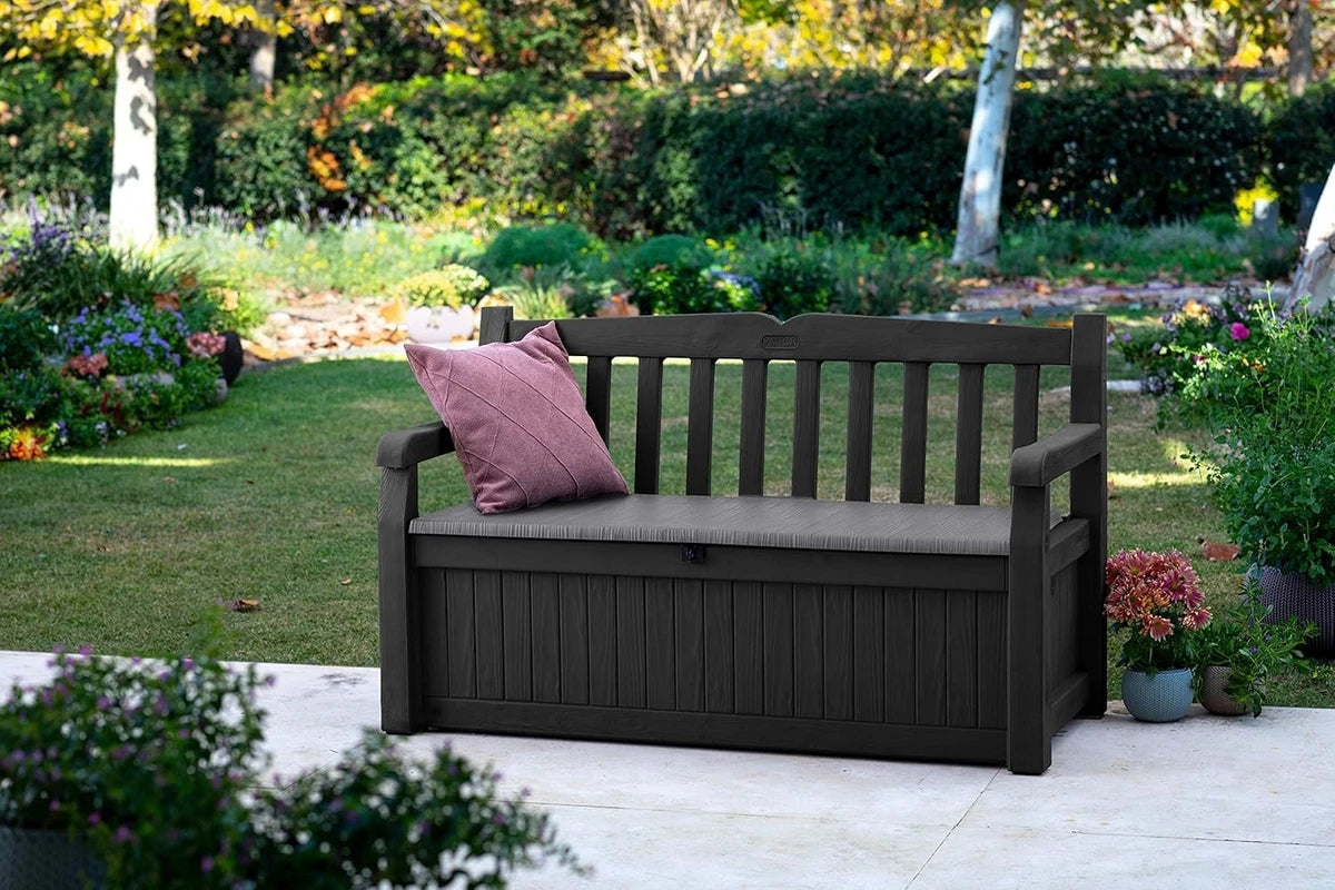 Garden Bench Plastic Storage Patio 265L Anthracite Grey Seat Durable
