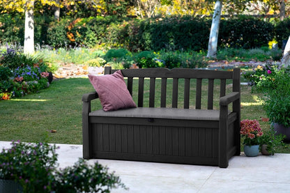 Garden Bench Plastic Storage Patio 265L Anthracite Grey Seat Durable