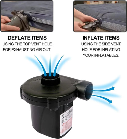 AC Electric Air Pump Camping Inflatables Airbed Mattress Paddling Pool 3 Nozzles