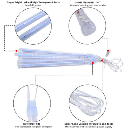 50cm 288led Christmas Shower String Lights Xmas Outdoor Snowfall  Fairy Lights