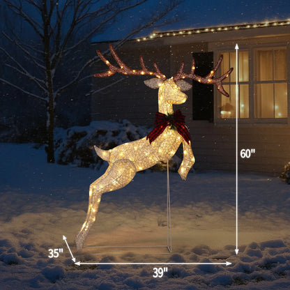 5FT Lighted Jumping Reindeer Christmas Decorations w/100 LED for Xmas Outdoor UK