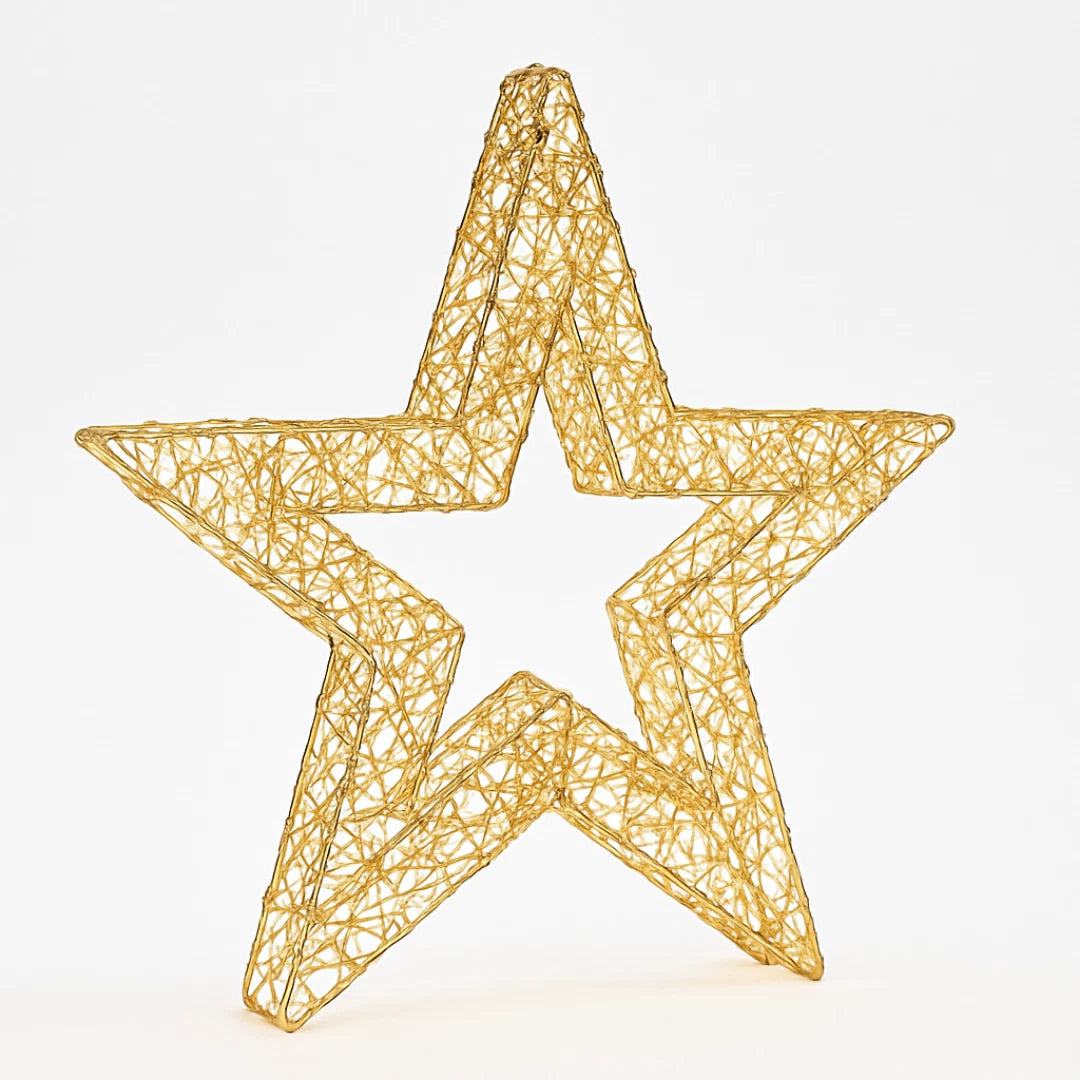 Christmas LED Star Decoration Light Up Home Dexor Xmas Large 38cm Indoor Gold