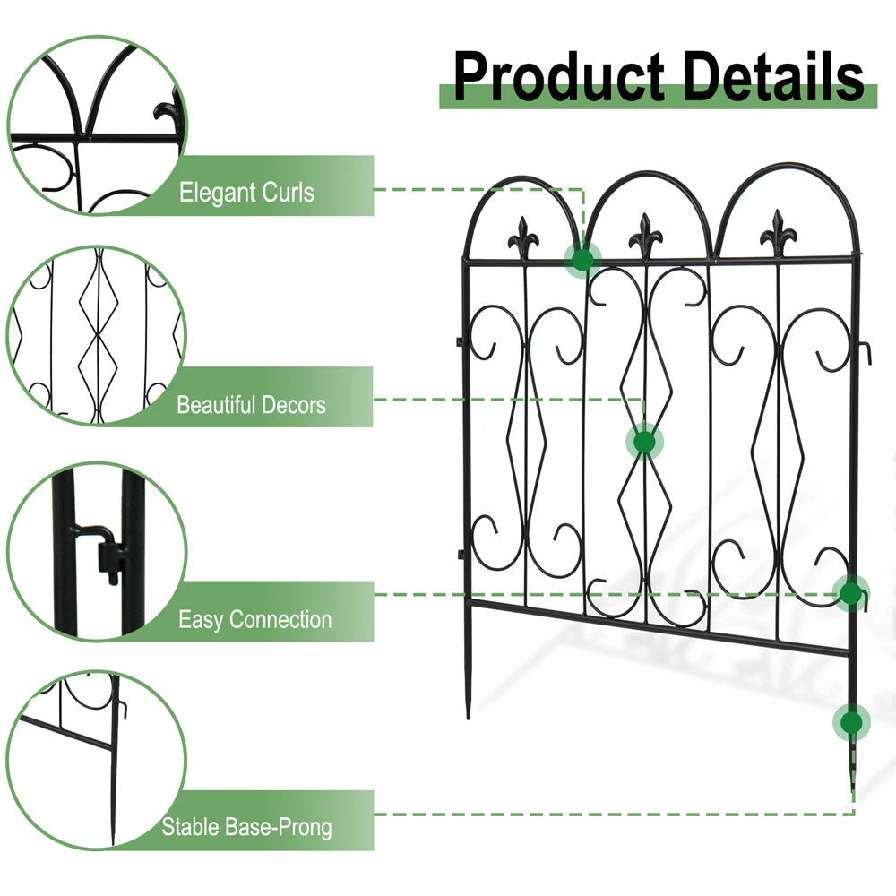 5 Garden Fence Panels Pet Animal Barrier Fence Dog Rabbits Defense Ground Border