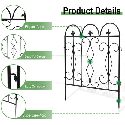 5 Garden Fence Panels Pet Animal Barrier Fence Dog Rabbits Defense Ground Border