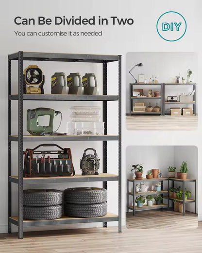 5 Tier Shelving Unit 200x120x60cm Heavy Duty Adjustable Storage Shelves