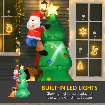 6ft Inflatable Christmas Tree, LED Lighted with Santa Claus Dog Decoration