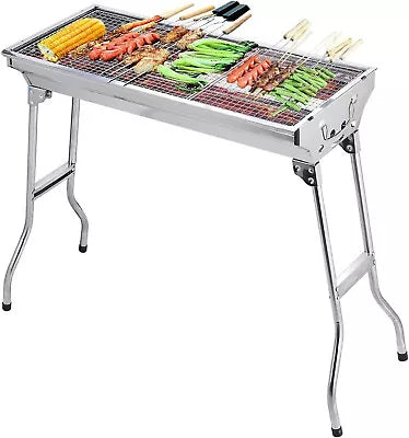 Folding BBQ Charcoal Barbecue Grill Steel Stainless Garden Picnic Camping Stove