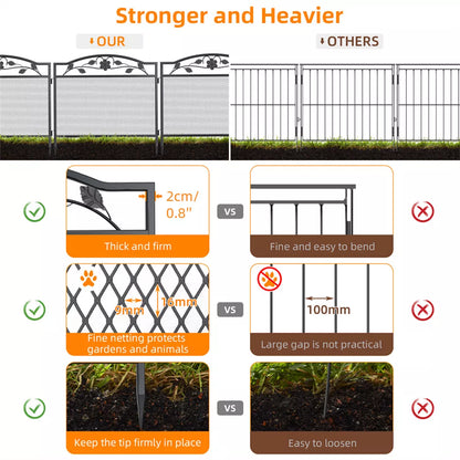 5Pcs Garden Fencing Panels Strong Metal Flower Bed Border Edging Animal Barrier