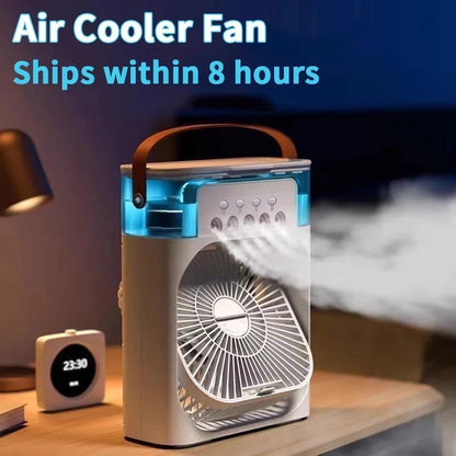 3 In 1 Mini Air Cooler Fan Humidifier USB Portable 7 Color LED Night Light 600ML