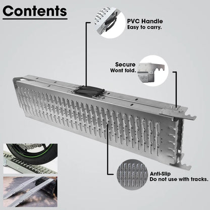 2X Foldable Loading Ramps 400KG 180Cm For Golf Buggy Lawnmower Quad Scooter