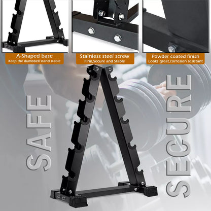 5 Tier Dumbbell Rack Storage black Stand Tree Hex Vertical Weight Wide Home Gym fitnes