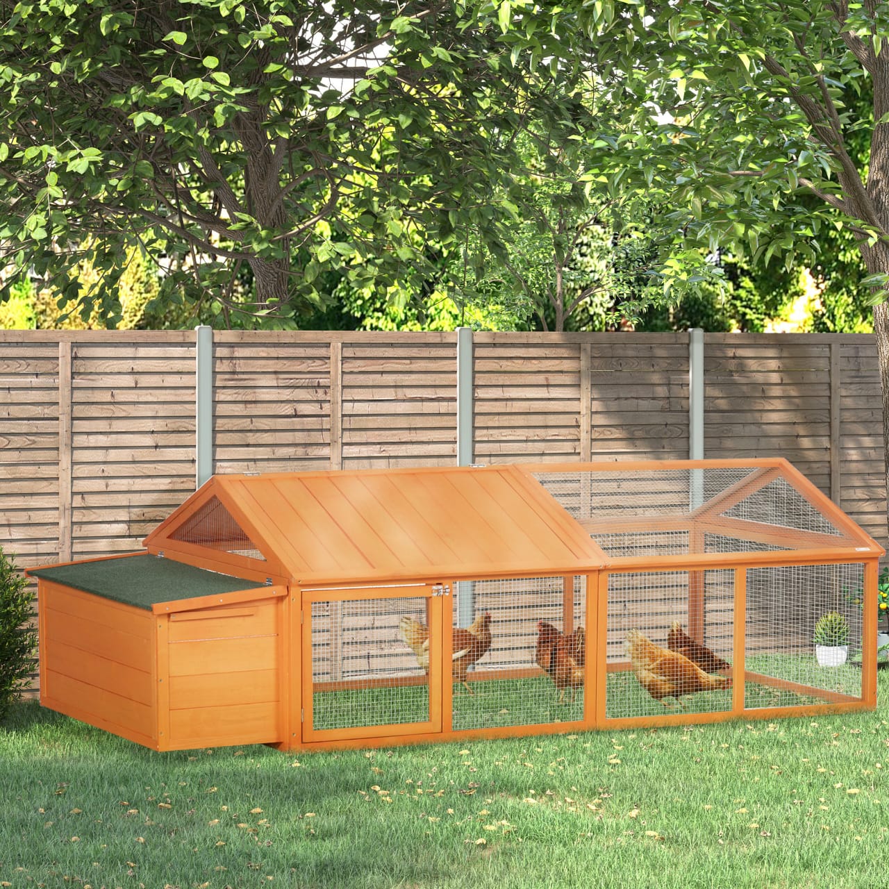 Wooden Chicken Coop with Nesting Box, Openable Roof for 4-8 Chickens