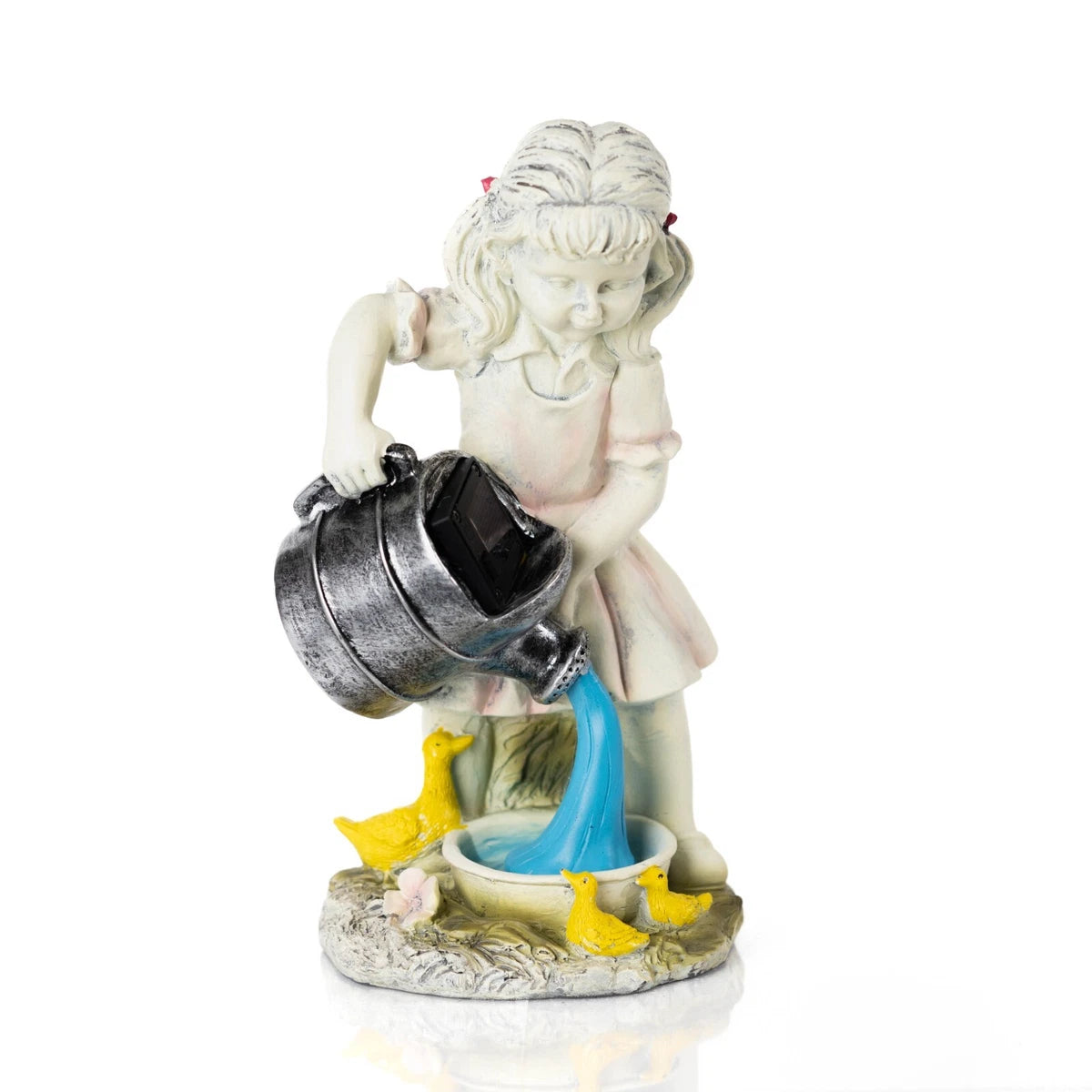 Solar LED Garden Ornament Girl Watering Can Outdoor Light Up Statue Lighting
