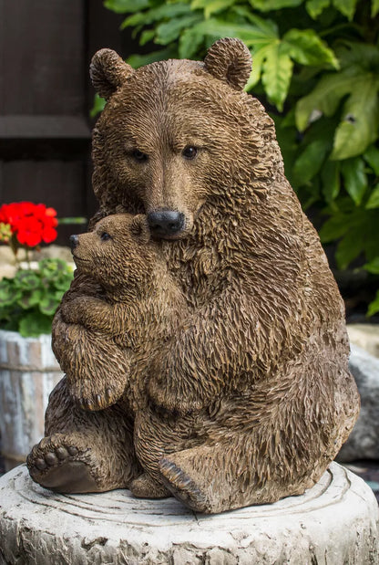 Mother & Baby Brown Bear | Highly Detailed Frost Resistant Resin Home or Garden Decoration