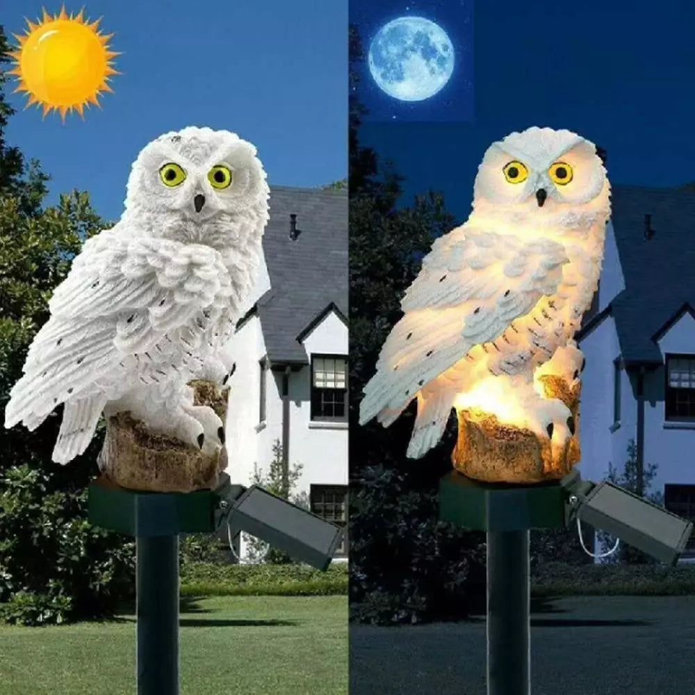 Owl LED Solar Powered Garden Light Outdoor Ornament Lawn Waterproof Statue Lamp