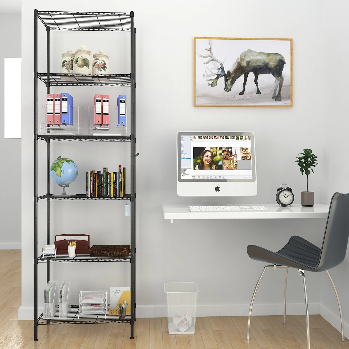 6 Tier Metal Storage Rack Shelving Wire Shelf Kitchen Office Unit Stand