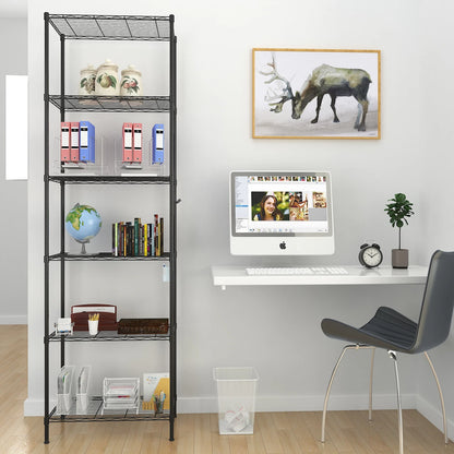 6 Tier Metal Storage Rack Shelving Wire Shelf Kitchen Office Unit Stand