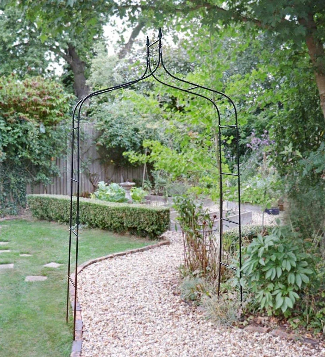 TRADITIONAL GARDEN ARCH HEAVY DUTY METAL ARCHWAY CLIMBING PLANTS SUPPORT OUTDOOR
