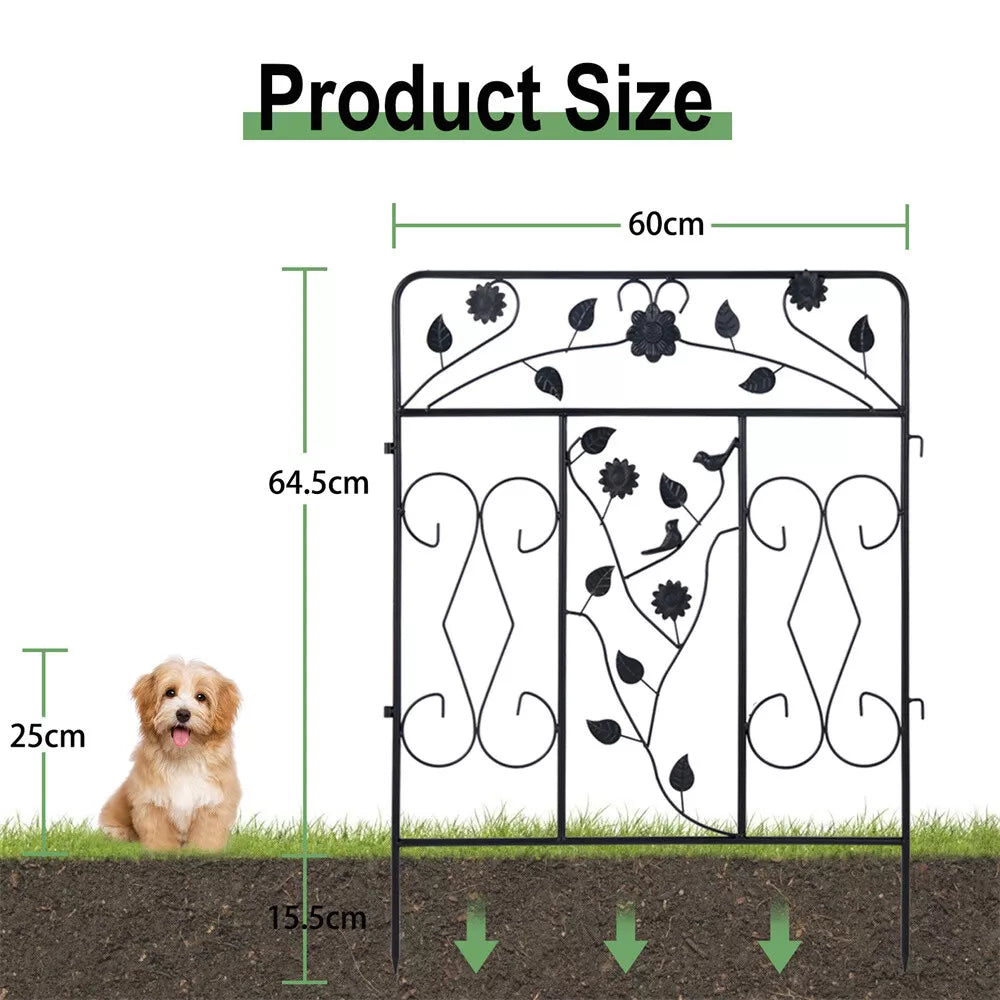 5x Metal Garden Fence Panels Vertical Rails Pet Dog Kennel Fence Barrier Walkway