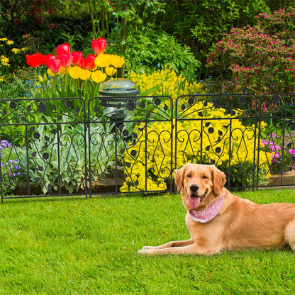 5x Metal Garden Fence Panels Vertical Rails Pet Dog Kennel Fence Barrier Walkway